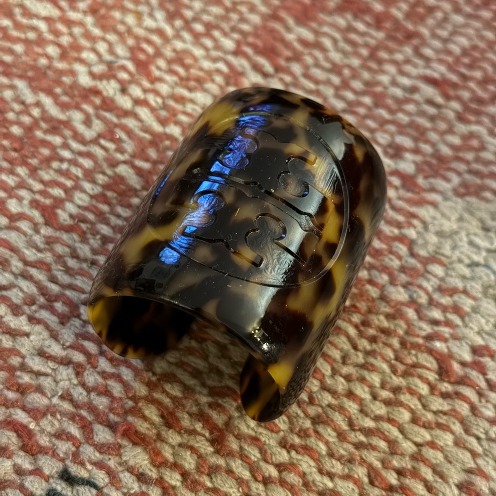 Tory Burch logo tortoise shell cuff bracelet